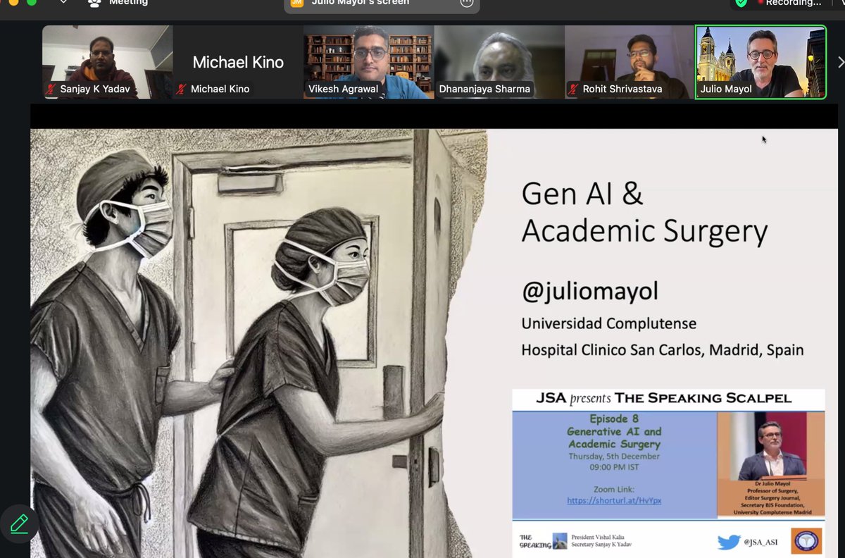 drskyind's tweet image. RESISTANCE IS FUTILE!!!

enlightening session by @juliomayol on &apos;Generative AI &amp;amp; Academic Surgery&apos; . Brilliant insights into the future of AI in surgical education and innovation. Thought provoking 
@Dhananjayasha19 @drvikeshagrawal @somedocs @TomVargheseJr @Ssuhani_surgeon