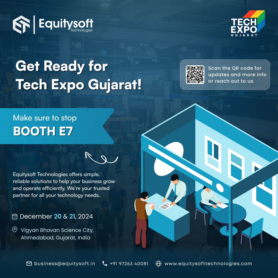 equitysoft's tweet image. Join us at Tech Expo Gujarat 2024 to explore transformative tech solutions! 🚀
📅 Dec 20-21 | 📍 Booth E7
💡 Scan the QR code & schedule a meeting today!
#TechExpoGujarat #WebAndAppDevelopment #AhmedabadTechEvent #TechExpoGujarat2024 #equitysofttechnologies #equitysoft