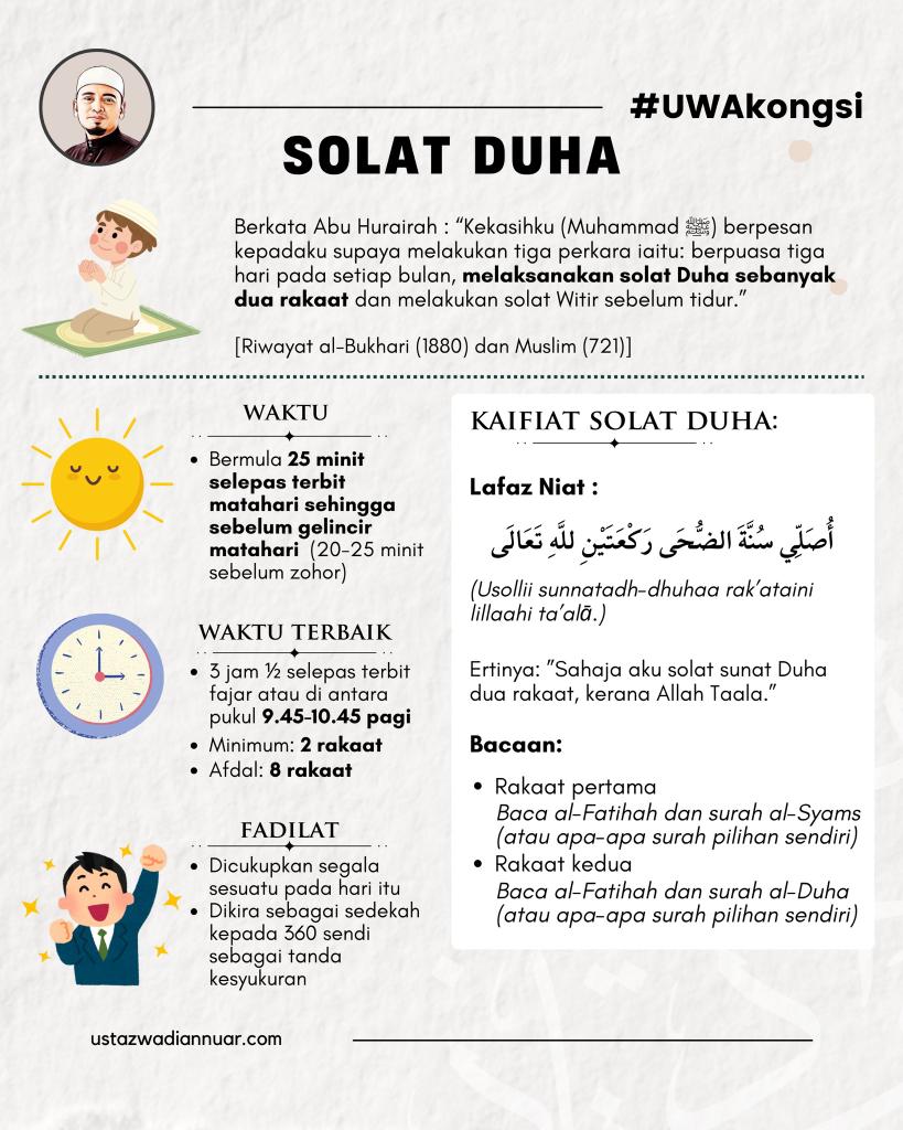 Al__Quraan's tweet photo. Solat Duha, salah satu solat sunat yang Nabi ﷺ pesan kepada Abu Hurairah supaya jangan tinggalkan.

Jom sama-sama amalkan. https://t.co/lsoPPrmOQY