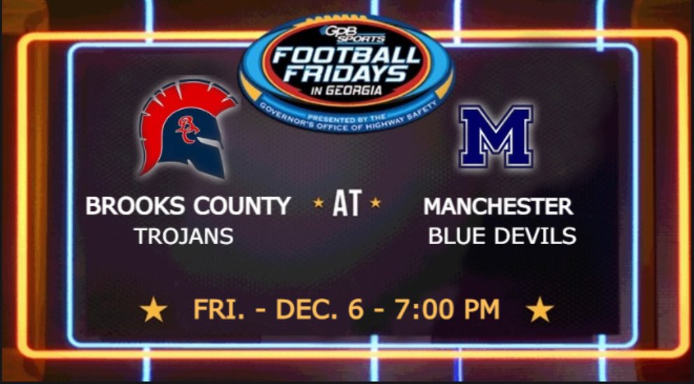 GPB Sports (@gpbsport_) on Twitter photo On Fri., Dec. 6 at 7:00 p.m.
<a href="/bcs_trojans/">Brooks County School District</a> vs. <a href="/MHSBlueDevils21/">Manchester High School Football</a>
More details soon โก๏ธ bit.ly/2YLeEyF
<a href="/_onlykelz/">Kelvin Stevenson Sr.</a> <a href="/Prather95/">Quin Prather</a> @CoachJayCross <a href="/coachkylekirby/">Kyle Kirby</a> <a href="/Coach_Gryyfff/">Griffin Gibson</a> <a href="/CoachPrather_27/">Demonta Prather, M.Ed.</a> <a href="/CoachJoshMack/">Josh McFather</a> On Fri., Dec. 6 at 7:00 p.m.
<a href="/bcs_trojans/">Brooks County School District</a> vs. <a href="/MHSBlueDevils21/">Manchester High School Football</a>
More details soon โก๏ธ bit.ly/2YLeEyF
<a href="/_onlykelz/">Kelvin Stevenson Sr.</a> <a href="/Prather95/">Quin Prather</a> @CoachJayCross <a href="/coachkylekirby/">Kyle Kirby</a> <a href="/Coach_Gryyfff/">Griffin Gibson</a> <a href="/CoachPrather_27/">Demonta Prather, M.Ed.</a> <a href="/CoachJoshMack/">Josh McFather</a>