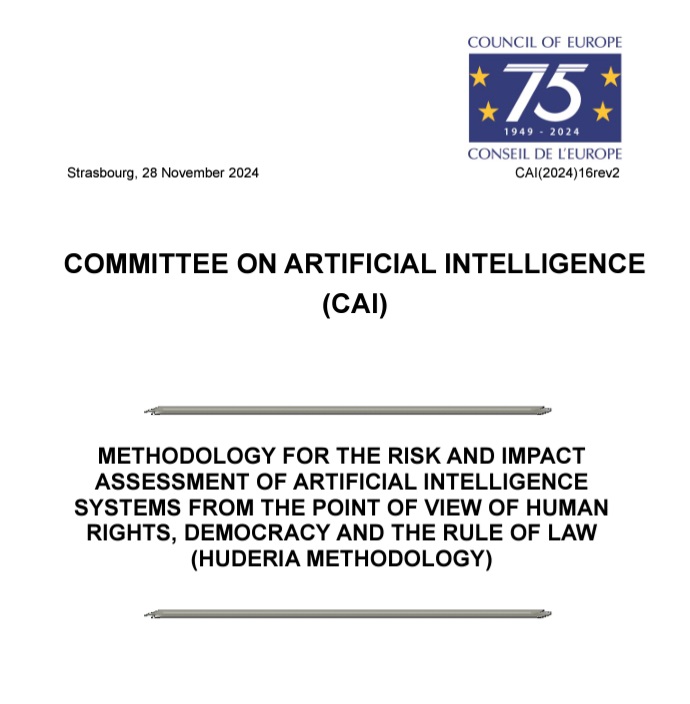 Herramienta <a href="/coe_esp/">Consejo de Europa</a> #Huderia para realizar evaluaciones de #riesgo e #impacto de los sistemas de Inteligencia Artificial #IA Disponible rm.coe.int/cai-2024-16rev…