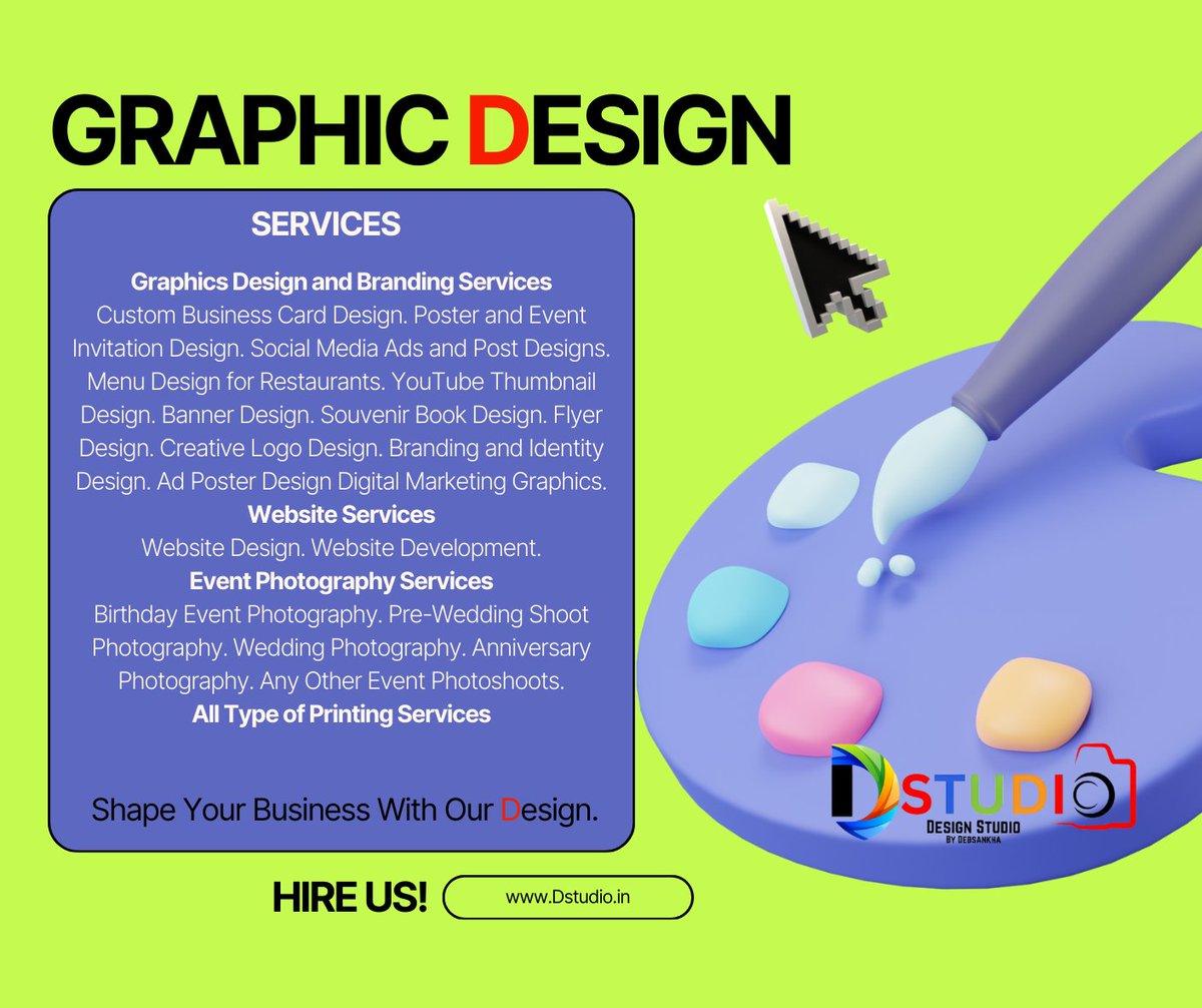DesignByDStudio's tweet photo. Transform Your Brand with Stunning Graphics!

At DStudio, we create eye-catching designs that make your brand stand out. From logos to social media graphics, we bring your vision to life with creativity and style.

📞 Contact us: 9883350188
🌐 https://t.co/TPPMG3XF0J https://t.co/GuLvQ5v3nx