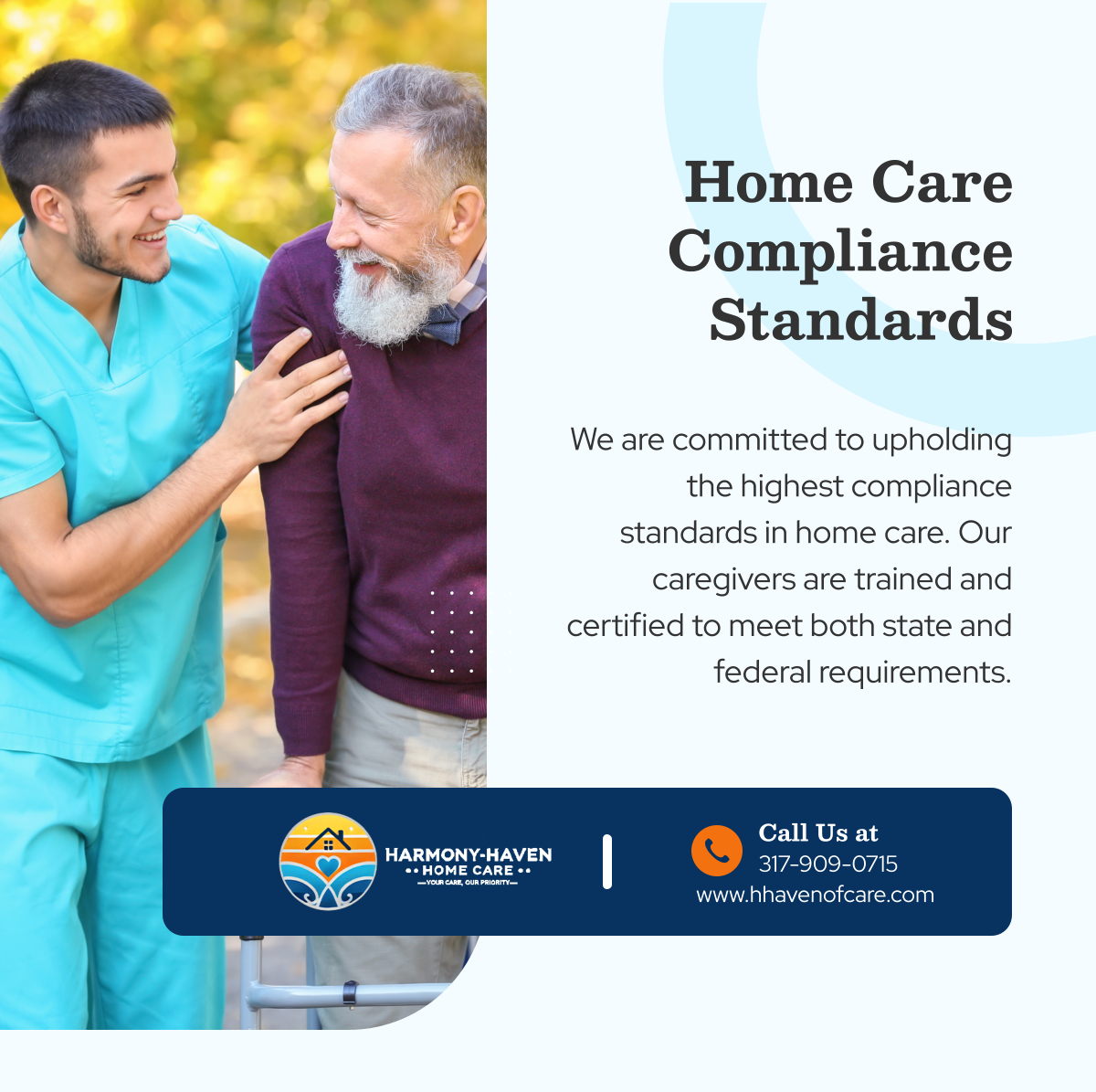 HarmonyHavenHC's tweet image. Ensuring home care meets compliance standards is crucial. We need to have a regular quality and safety assessments and proper caregiver training and certifications.

#IndianapolisIN #HomeCareServices #ComplianceStandards #CertifiedCaregivers #QualityCare
