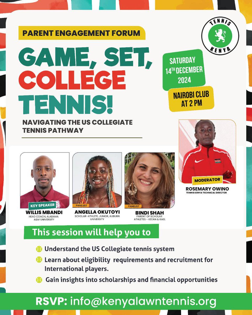 tennis_kenya's tweet photo. Join us for this amazing forum as we interact on the pathway to college tennis.
#tenniskenyastory 
#tennisdevelopment 
#collegetennis https://t.co/LNiK0WeJVz