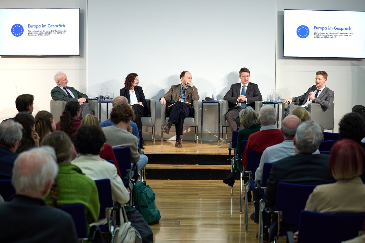 Was bringen die nächsten 5 Jahre für Europa 🇪🇺 &amp; Österreich 🇦🇹? 

Was muss die <a href="/EU_Commission/">European Commission</a>  jetzt dringend angehen?

Spannende Debatte gestern im Haus der EU mit <a href="/StefanLehne/">Stefan Lehne</a> <a href="/Carnegie_Europe/">Carnegie Europe</a>, Selina Schweng <a href="/eypaustria/">EYP Austria</a>, Daniel Varro <a href="/unikrems/">Universität für Weiterbildung Krems</a>,  <a href="/ChristianWigand/">Christian Wigand</a> &amp; @MLaczynski.