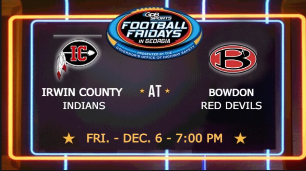 GPB Sports (@gpbsport_) on Twitter photo On Fri., Dec. 6 at 7:00 p.m.
<a href="/IrwinSchools/">Irwin County Schools</a> vs. <a href="/bowdonrecruits/">Bowdon High School Football/Athlete Recruiting</a>
More details soon โก๏ธ bit.ly/2YLeEyF
<a href="/BowdonHoops/">Bowdon Basketball</a> <a href="/BowdonAD/">Bowdon AD</a> <a href="/perkins_berkley/">Berkley Perkins</a> <a href="/JohnHarden77/">John Harden</a> <a href="/JacksonEdward55/">Jackson Edwards</a> <a href="/DylanMcgrinn/">Dylan McGrinn</a> <a href="/KylerMcgrinn/">Kyler Mcgrinn</a> <a href="/CoachFaulk_IC/">Perry Faulk</a> <a href="/SirmansClayton/">Clayton Sirmans</a> <a href="/ElijahEliFears1/">Elijah fears</a> On Fri., Dec. 6 at 7:00 p.m.
<a href="/IrwinSchools/">Irwin County Schools</a> vs. <a href="/bowdonrecruits/">Bowdon High School Football/Athlete Recruiting</a>
More details soon โก๏ธ bit.ly/2YLeEyF
<a href="/BowdonHoops/">Bowdon Basketball</a> <a href="/BowdonAD/">Bowdon AD</a> <a href="/perkins_berkley/">Berkley Perkins</a> <a href="/JohnHarden77/">John Harden</a> <a href="/JacksonEdward55/">Jackson Edwards</a> <a href="/DylanMcgrinn/">Dylan McGrinn</a> <a href="/KylerMcgrinn/">Kyler Mcgrinn</a> <a href="/CoachFaulk_IC/">Perry Faulk</a> <a href="/SirmansClayton/">Clayton Sirmans</a> <a href="/ElijahEliFears1/">Elijah fears</a>