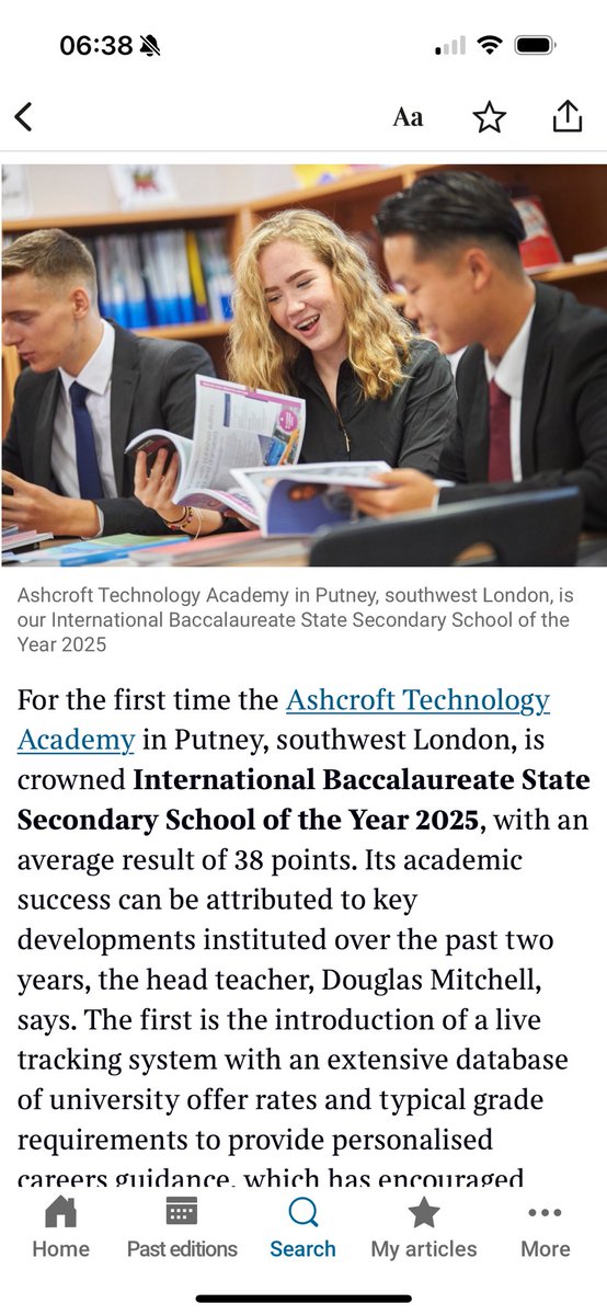 Ashcroft Technology Academy Sixth Form celebrates prestigious national award - the Academy’s International Baccalaureate Diploma Programme won the International Baccalaureate State School of the Year award 2025!