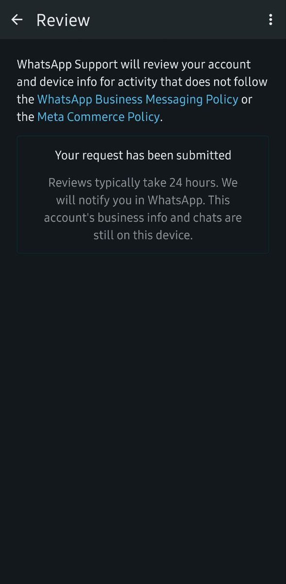 AlliesFin9's tweet photo. @WhatsApp @whatsappbiz 
Mobile +91 98699 58999 is using whatsapp business app since long time but few days ago it started with App maintenance program then suddenly banned #whatsappban #unban #appeal no results of appeal on email and app since last 7 days #easeofdoingbusiness ? https://t.co/FirvRp0Zfp