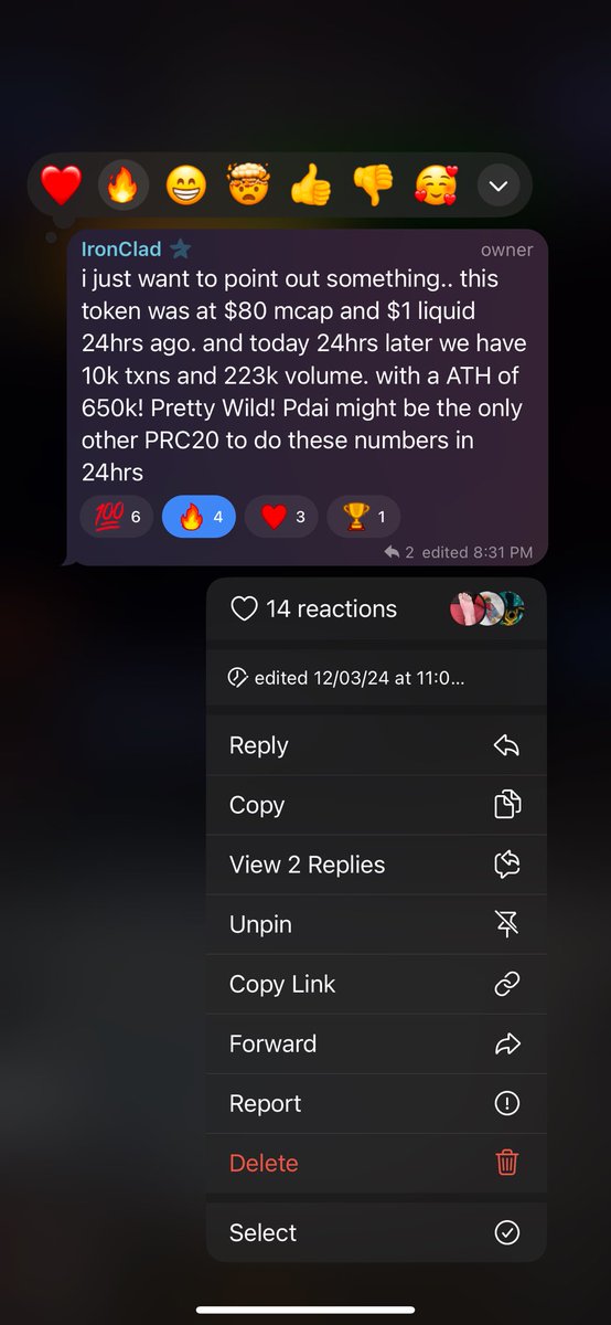 Pulseprc20Maxi's tweet photo. This is a pinned post from the telegram group… think about that guys. 

The next weeks I expect anything could happen with pHARAMBE. 

@yourfriendSOMMI  have you seen this PRC20?  Could become one of the greatest meme copies on Pulsechain. https://t.co/OziZCrCWru