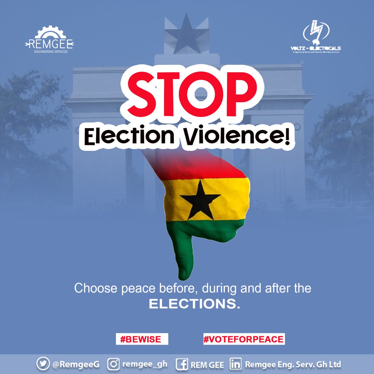 RemgeeG's tweet photo. Choose peace over violence! 🕊️ Let's unite for a peaceful election period. Say NO to election violence and YES to harmony.
📢 Remember, peace starts with YOU✊🏾.
#StopElectionViolence #VoteForPeace #BeWise #ChoosePeace https://t.co/lMAleoofMw