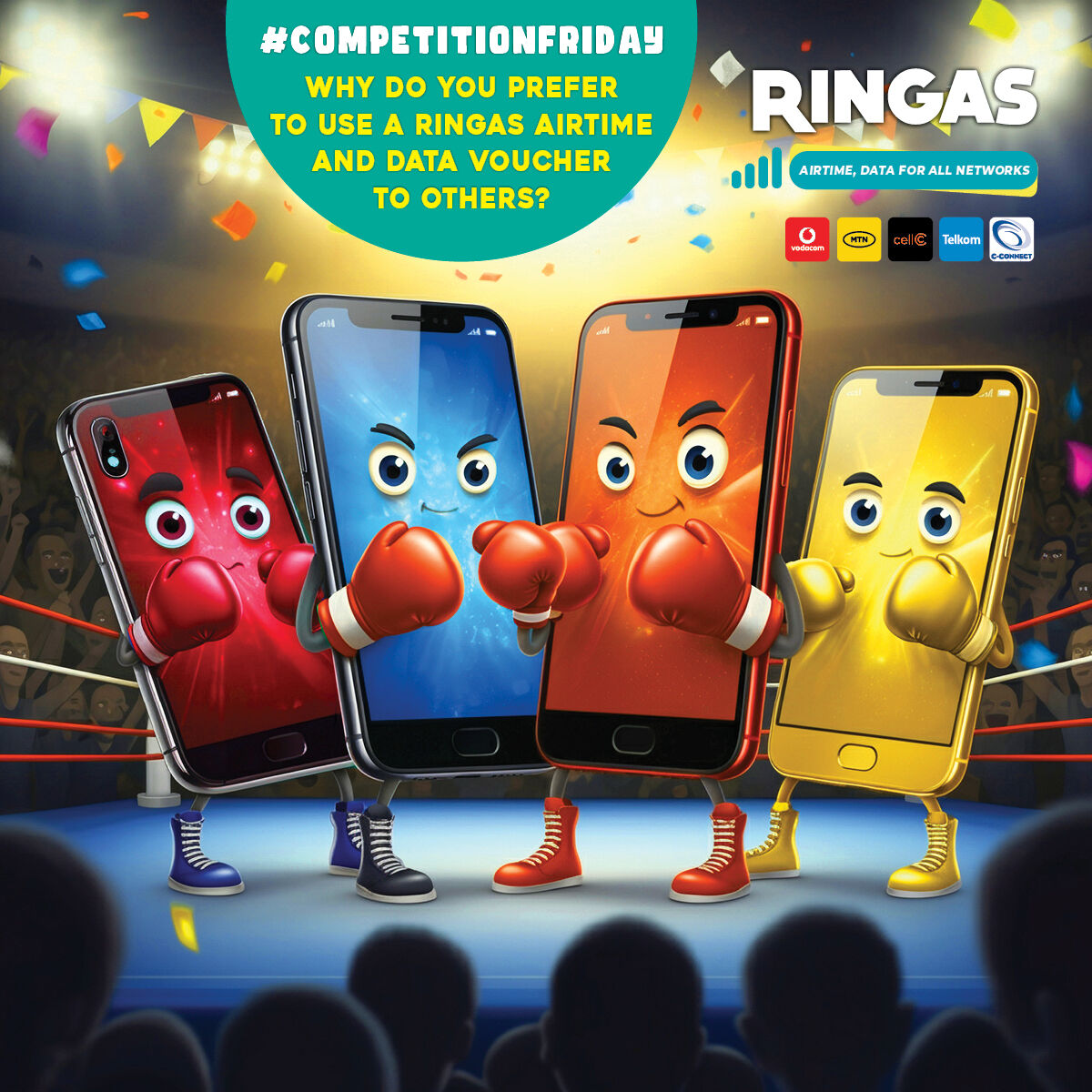 Ringas_SA's tweet photo. #CompetitionFriday
We have 6 x R100 Ringas Vouchers to give away. Simply answer the following question:
Why do you prefer to use a Ringas airtime and data voucher of others?
COMMENT BELOW and you will be entered into the draw to win. All correct answers will be placed in a random name picker, and 2 winner from X, 2 winner from Instagram and 2 winner from Facebook will be chosen. Triple your chances, and enter on all three platforms
#Ringas #RingaWayaWaya #StayConnected