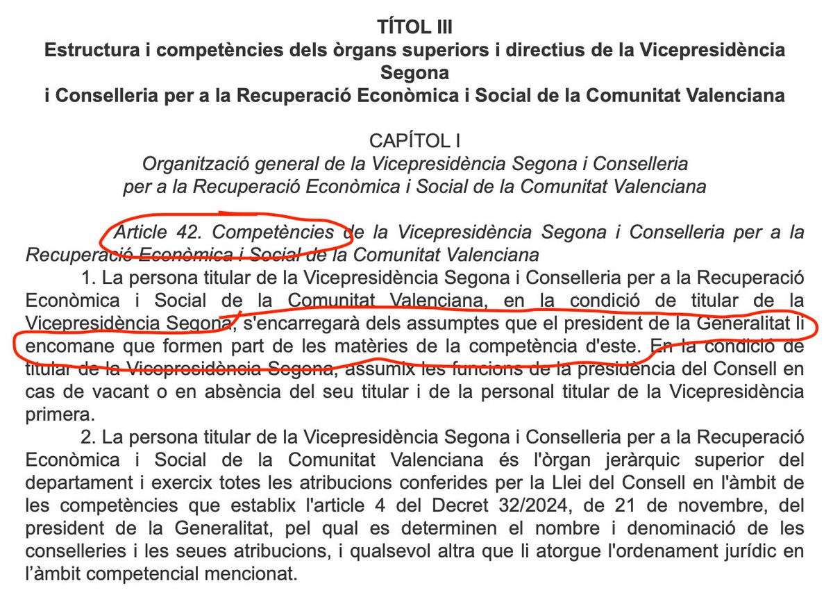 MiquelReal's tweet photo. Doncs ja és oficial. Ja podem dir que el vicepresident segon del Consell no té CAP competència.
NI UNA.
És un simple "encarregat" del president, una espècie de "chico de los recaos".
https://t.co/bgspcDB64j https://t.co/B7RctGiq6b