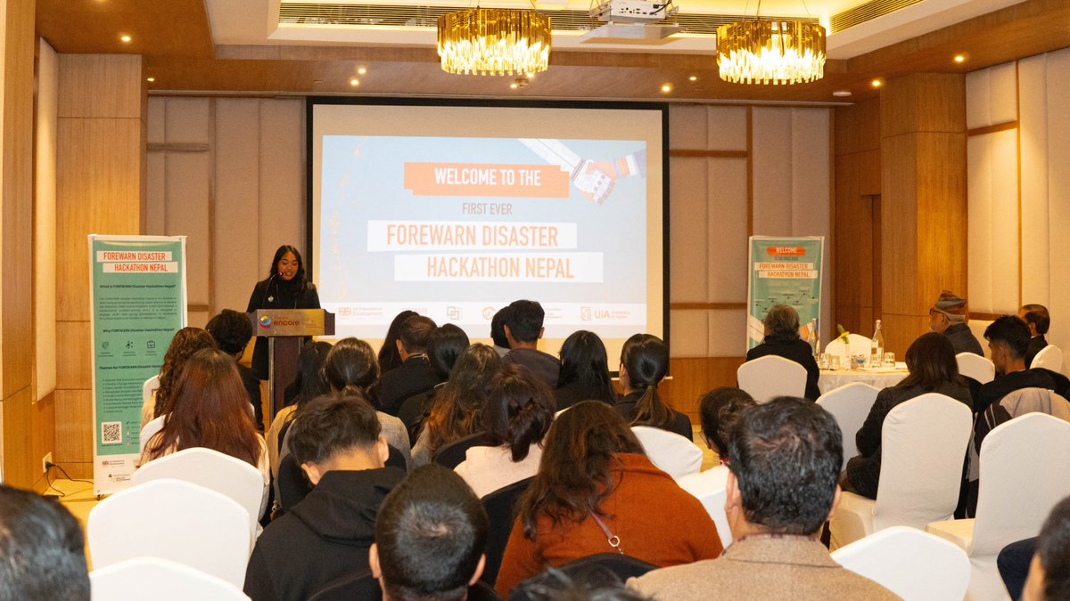 StartFundNepal's tweet photo. Happening now!

The grand finale of the FOREWARN Disaster Hackathon is underway ! 🎉 

Top 7 finalists  (chosen from 130 teams)🏅are presenting their innovative solutions and prototypes.

🏆Stay tuned for more. @UKinNepal @FCDOGovUK  @NDRRMA_Nepal @StartNetwork @GD__labs https://t.co/lLq1GZwbym