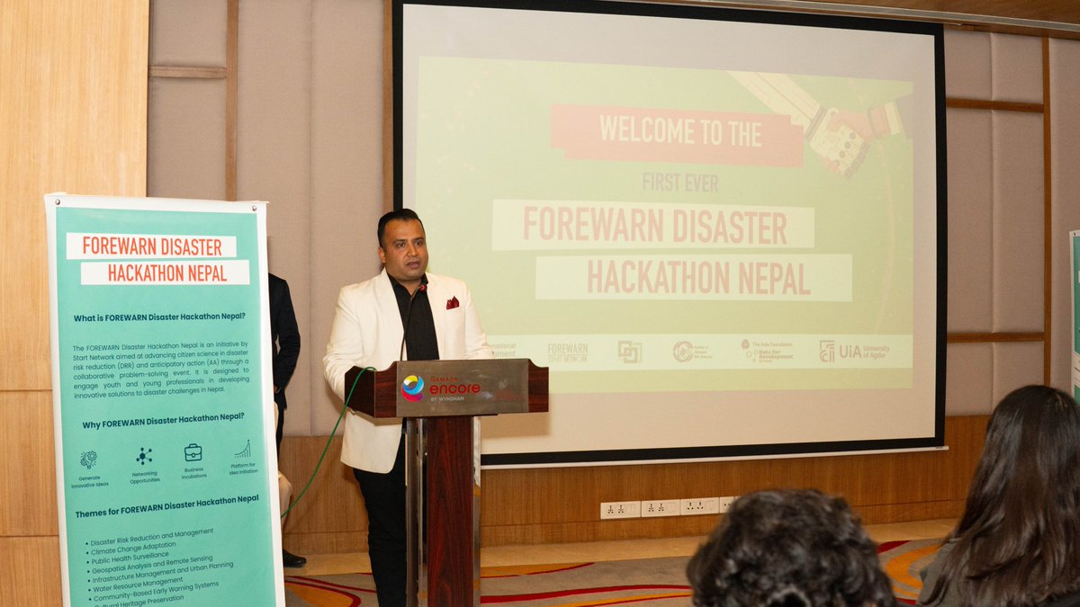 StartFundNepal's tweet photo. Happening now!

The grand finale of the FOREWARN Disaster Hackathon is underway ! 🎉 

Top 7 finalists  (chosen from 130 teams)🏅are presenting their innovative solutions and prototypes.

🏆Stay tuned for more. @UKinNepal @FCDOGovUK  @NDRRMA_Nepal @StartNetwork @GD__labs https://t.co/lLq1GZwbym