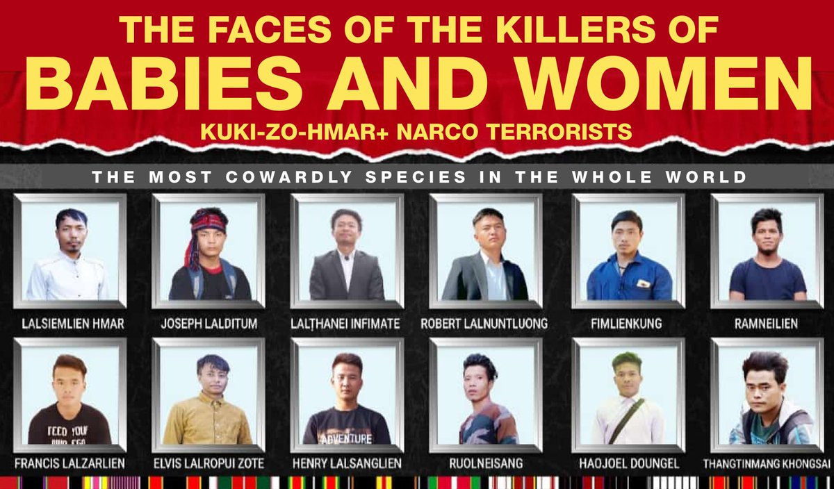 janicehaobam's tweet photo. #KukiNarcoTerrorists who attacked CRPF &amp; tried 2 burn down #Meitei homes met their end at the hands of security forces. Sm cowardly scum escaped, abducting innocent babies &amp; women, murdering them in d most horrific, barbaric way. As young as 8 mnths tortured 2 death. Pathetic. https://t.co/2KsDcz36iG