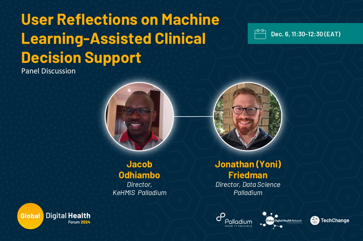 Join us from 11:30 AM EAT for a panel to explore Kenya’s pioneering use of machine learning-assisted clinical decision support (ML-CDS) in over 2,300 healthcare facilities through KenyaEMR. #GDHF2024