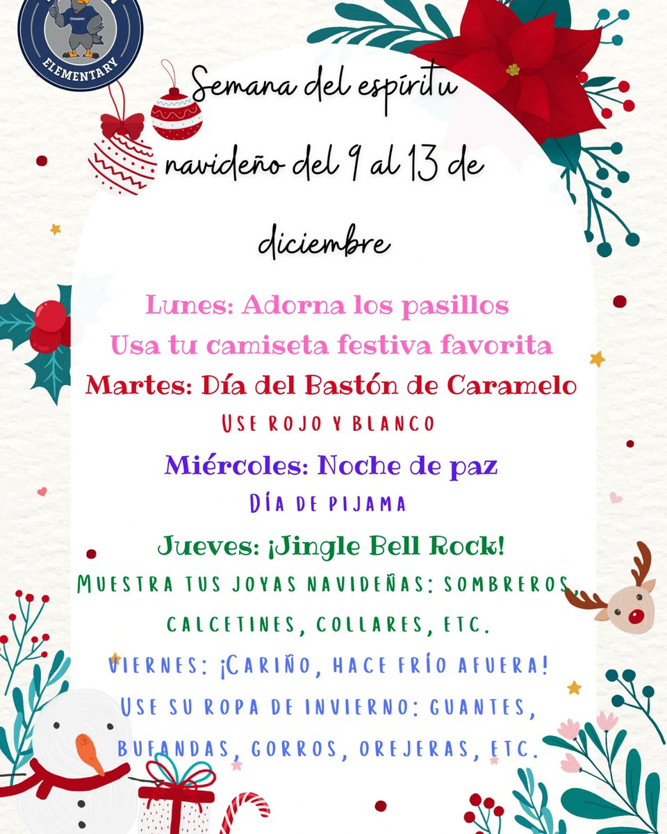 🎄✨ Simpson Elementary Holiday Spirit Week ✨🎄
Monday, December 9th – Friday, December 13th.  Let’s spread some holiday cheer! We hope all our Simpson students join in the fun and participate in Holiday Spirit Week. See the dates for daily themes and activities. 💚❤️