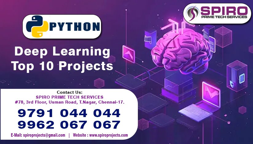 Spiroprojects's tweet image. Deep learning is currently used in most common image recognition tools, NLP and speech recognition software.
#deeplearning #deeplearningproject
Contact Us:
#78, 3rd Floor, Usman Road, T.Nagar, Chennai-17.
9791 044 044, 9962 067 067
spiroprojects.com