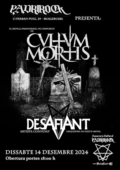 Desafiant666's tweet photo. La setmana que ve ens retrobem amb el públic de Mollerussa al Padrirock! Tornem amb més força que mai i compartirem escenari amb els increïbles @CultumMortis.
📅 14 de desembre
🎸 Prepareu-vos per una descàrrega de Death Metal dels 90’s!
No hi falteu! 💃
 #deathmetalorchestra https://t.co/lbSKD8L5sk