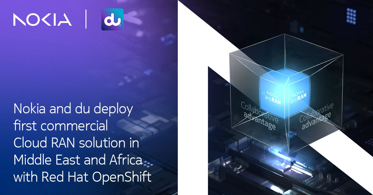 Together with <a href="/dutweets/">dutweets</a>, we have deployed the first commercial #5G Cloud RAN solution in the MEA region. This deployment supports du’s technological leadership and commitment to the UAE’s ambitious digital transformation agenda. Read the press release: nokia.ly/4gm6xzs