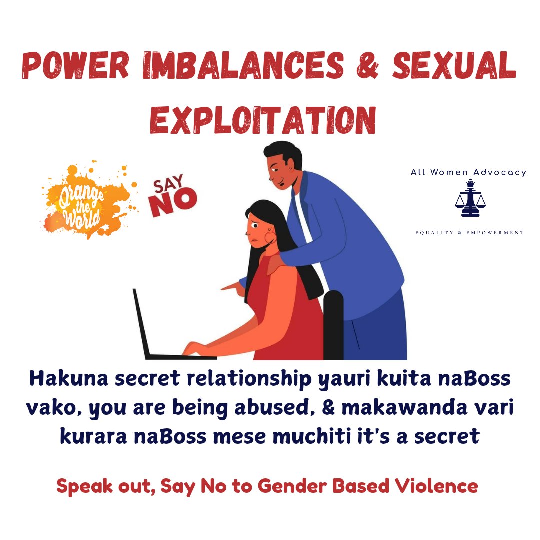 #Day12
#16DaysOfActivism
We talk about Power Imbalances &amp; Vulnerability to Sexual Exploitation
#BreakTheSilence💔
Too many women are suffering in silence due to abuse by those in positions of power.
 📌 Your silence empowers the abuser
Reclaim your power. 💪
#EndGBV
<a href="/ZemuraHA/">H.A. Zemura</a>