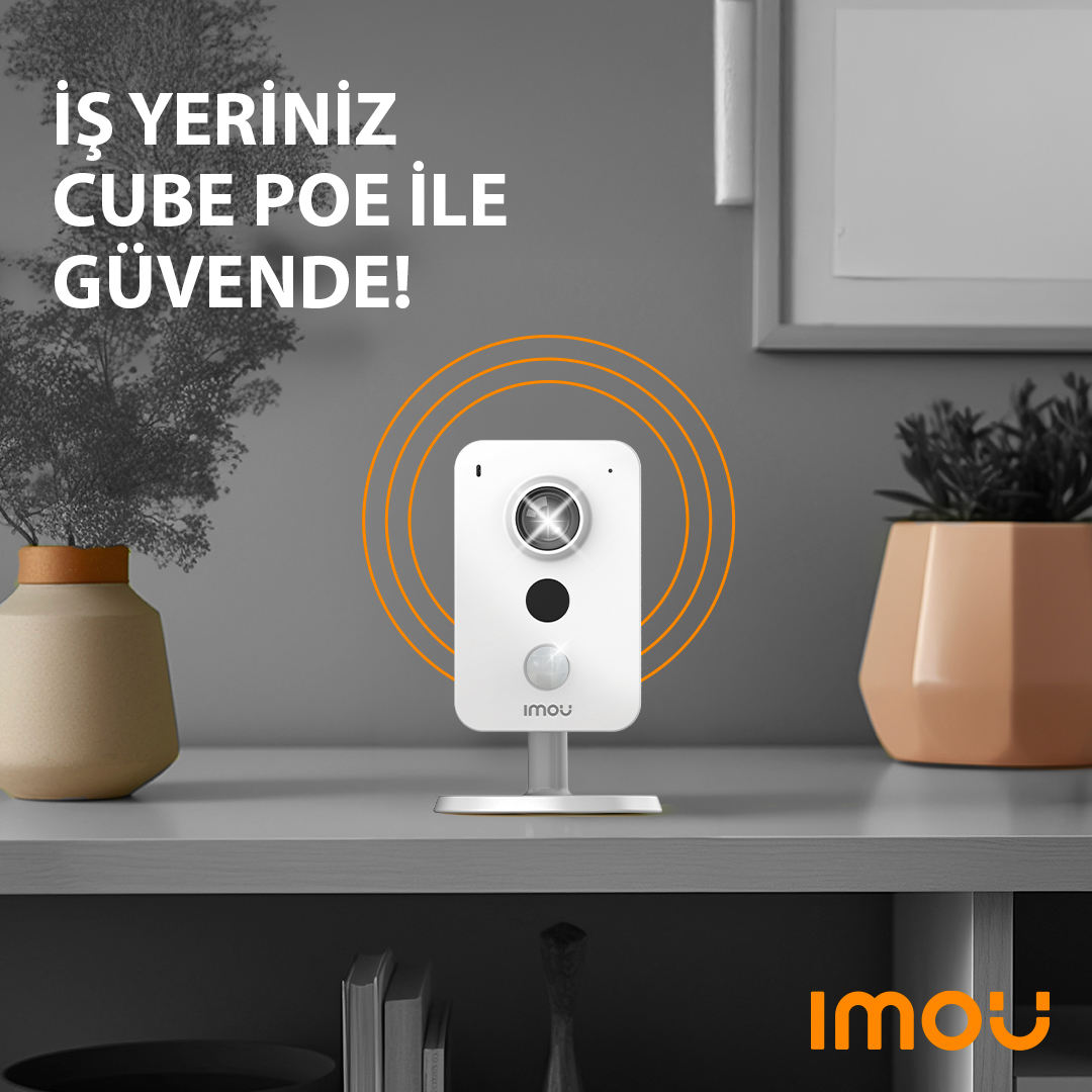 ImouTurkiye's tweet photo. Imou Cube POE ile siz dışarıdayken bile iş yeriniz güvende! 

Birini algıladığında akıllı telefonunuza otomatik olarak bildirim göndererek nerde olursanız olun, sizi neler olup bittiğinden haberdar eder. Ses algılama ve iki yönlü konuşma özelliği sayesinde caydırıcılık da sağlar. https://t.co/G15GAUmXKP