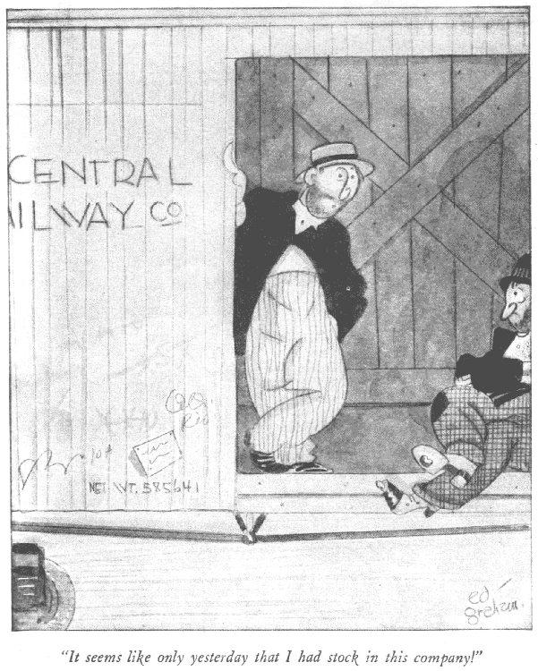 LRonLacy's tweet photo. #OTD in 1929
(Depression humor)
‘It seems like only yesterday that I had stock in this company!’
Cartoon by Ed Graham for *Life*, December 6, 1929
👉ALT
#GreatDepression #cartoons #cartoonists #EdGraham #WallStreet #StockMarket #hobos https://t.co/RBpATuM5Wy