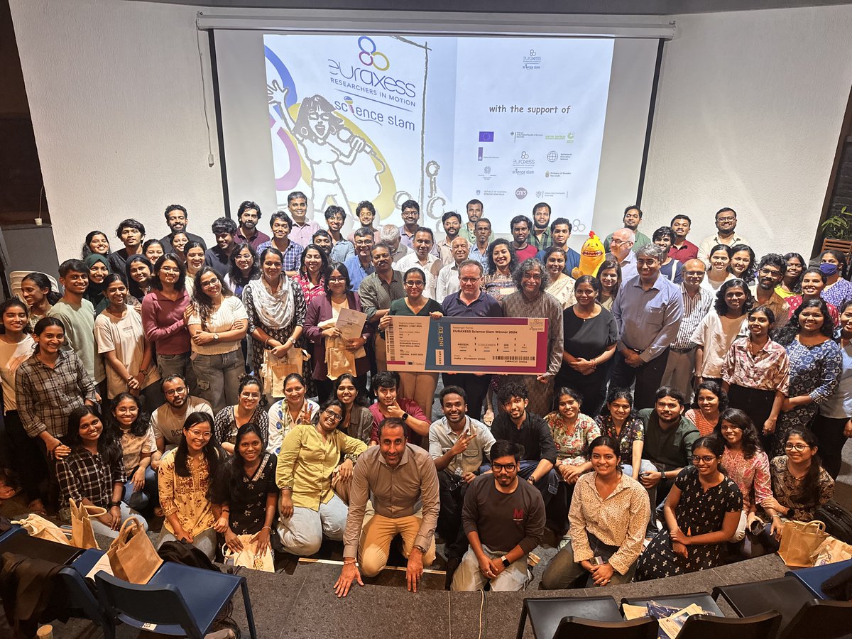 Euraxess India (@euraxessindia) on Twitter photo Last night, Goethe-Zentrum Trivandrum came alive as the 12th EURAXESS Science Slam India showcased four brilliant scientists. <a href="/sumanti68448536/">suman tiwari</a> from TIFR Mumbai won, earning a trip to Europe! Congrats, Suman, and cheers to the vibrant crowd of 100+ who made it memorable! Last night, Goethe-Zentrum Trivandrum came alive as the 12th EURAXESS Science Slam India showcased four brilliant scientists. <a href="/sumanti68448536/">suman tiwari</a> from TIFR Mumbai won, earning a trip to Europe! Congrats, Suman, and cheers to the vibrant crowd of 100+ who made it memorable!