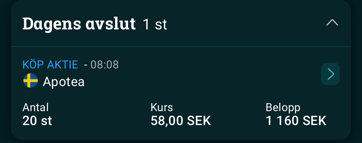easahol's tweet photo. Dagens fångst :: 20 Apotea-aktier. Får se om det kan rendera en lunch? https://t.co/f3b9MKpXmE