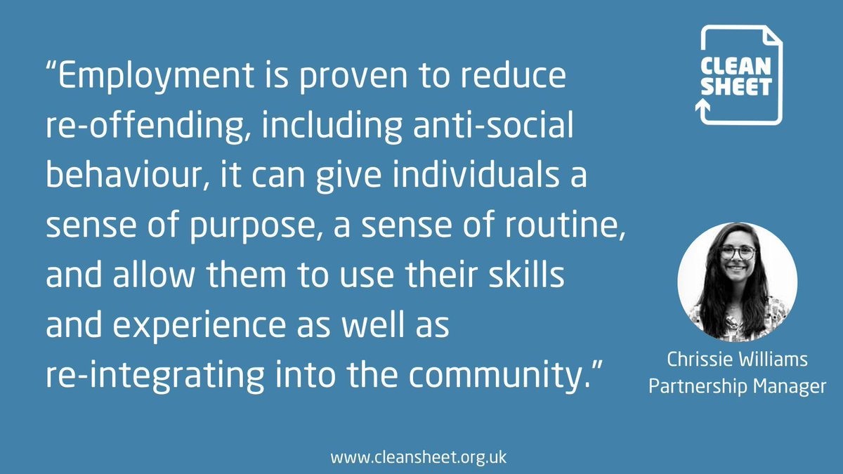 CleanSheet_UK's tweet image. At Clean Sheet we recognise the benefit being in employment is for our Members (people with a conviction) AND for the wider society.
#facingdownbias #brave #positivechanges #strongersociety #cleansheetworks