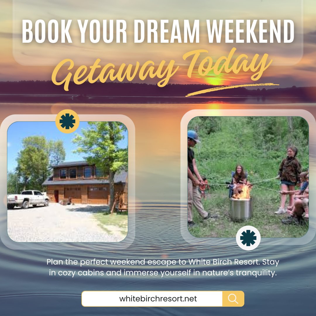 MNvacationhomes's tweet photo. Book Your Dream Weekend Getaway Today  ||  Plan the perfect weekend escape to White Birch Resort. Stay in cozy cabins and immerse yourself in nature’s tranquility.
Visit :- https://t.co/zQ1RtZ9L2F

#WeekendGetaway #WhiteBirchResort #NatureStay #WeekendVibes #RelaxAndRecharge https://t.co/XoMiaQUnvb