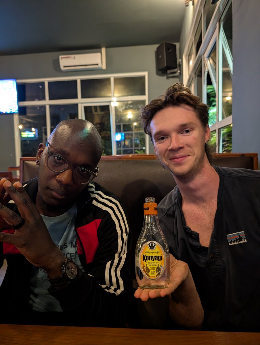 Celebrating $100k Bitcoin Day the right way 🎉

Konyagi is local Tanzanian gin. $2 USD for a bottle. The drink of the people.

John described the smell as "Buffalo Wild Wings carrots" which is shockingly accurate.