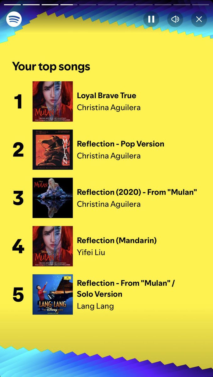 Junye Huang 黄俊晔 (@huangjunye) on Twitter photo Pretty sure I am the no.2 fan of <a href="/xtina/">Christina Aguilera</a> on Spotify, 2nd only to my wife, because our older daughter is obsessed with Mulan. She can only fall asleep with selected Mulan soundtracks. She would wake up if a non-Mulan song plays, when we forget to play the playlist in a loop 😅 Pretty sure I am the no.2 fan of <a href="/xtina/">Christina Aguilera</a> on Spotify, 2nd only to my wife, because our older daughter is obsessed with Mulan. She can only fall asleep with selected Mulan soundtracks. She would wake up if a non-Mulan song plays, when we forget to play the playlist in a loop 😅