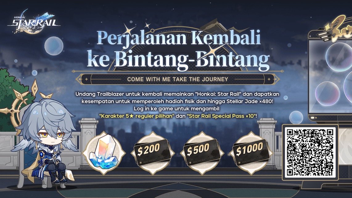 Trailblazer yang Kembali dapat menghubungkan kode undangan dan log in ke game untuk memenangkan Stellar Jade, Gift Card, dan hadiah kejutan lainnya!