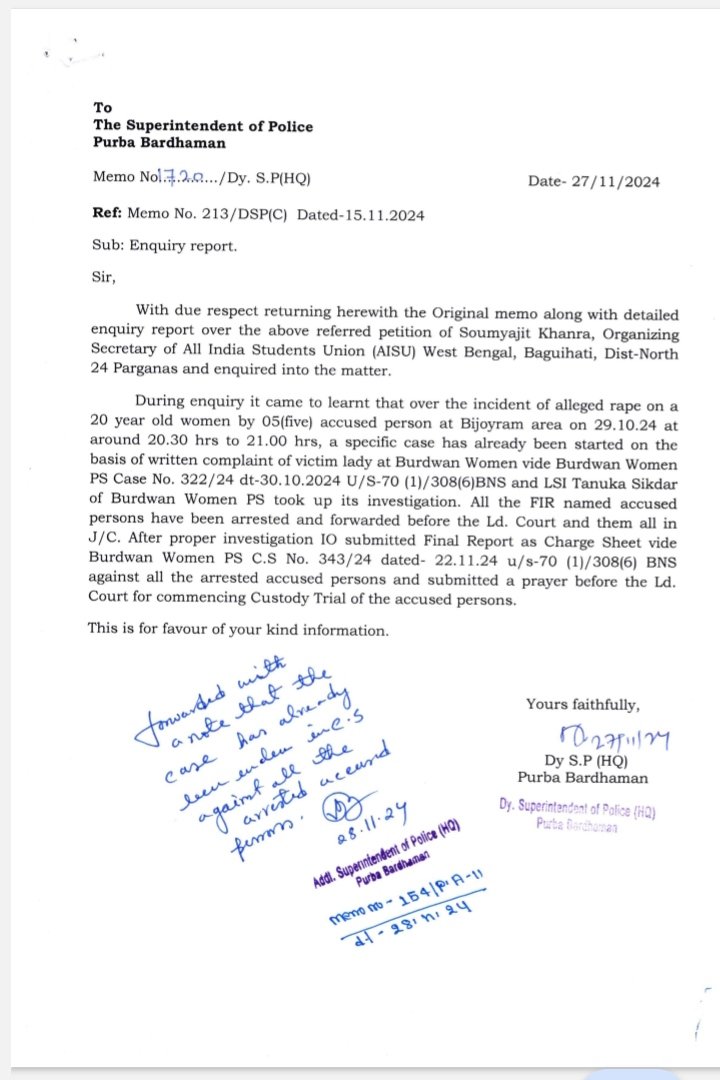 aisu4westbengal's tweet photo. File No. REF/24(55) 
Details updated by police 
Action taken . 
Details updated .
Done .
3️⃣/n https://t.co/woL8Ro8ajD
