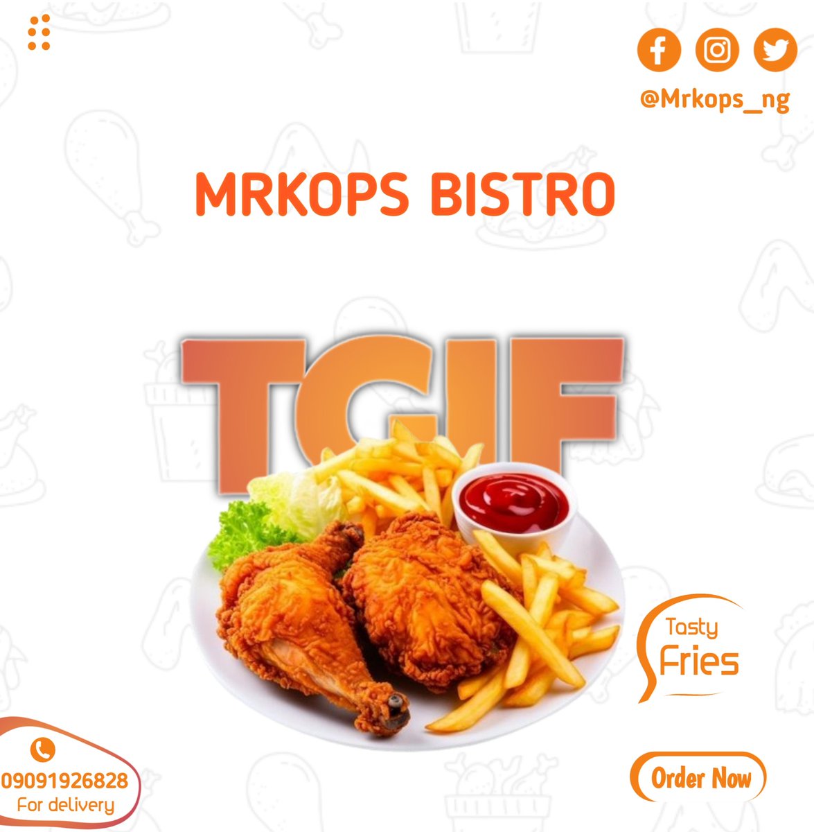 Mrkops_ng's tweet photo. #TGIF #mrkops #fastfood
Sink your teeth into the juiciest Fried Chicken in town! https://t.co/Yl7CjWbNTQ
