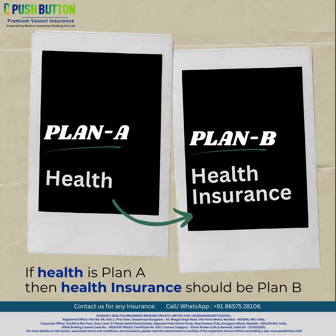 Pushbutton_ins's tweet photo. Health is priceless, but life is unpredictable. Make sure Health Insurance is always part of your backup plan.
Call/WhatsApp us at +91 86575 28106 
#PlanB #healthinsurance #pushbutton #PremiumVasoolInsurance #mialtusinsurancebroker #emerginginsurancebroker https://t.co/4G4ol27mj4