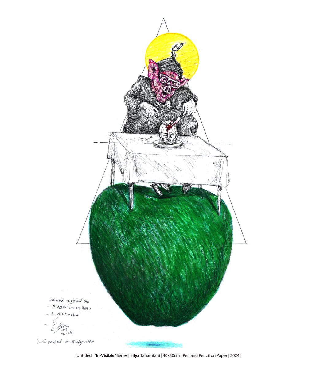 EilyaTahamtani's tweet photo. Untitled -"The In-visible "Series-Eilya Tahamtani-40x30cm-Pen and Pencil on Paper-2024
#dailyart about The #original_sin
Dialogue With #augustineofhippo & #fredrichnietzsche https://t.co/IzoYfU2uzf