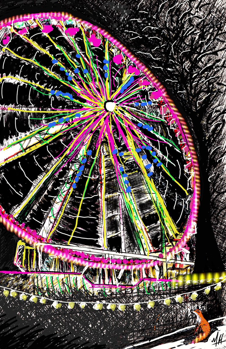 EdinburghFoxInk's tweet photo. I’ve been working on some Edinburgh Christmas pieces. Fully drawn in ink then illuminated to capture the atmosphere better. #Edinburgh #Edinburghchristmas #gianthelterskelter #bigwheel #edinburghartist #christmasmagic https://t.co/BfFAY5iq2c