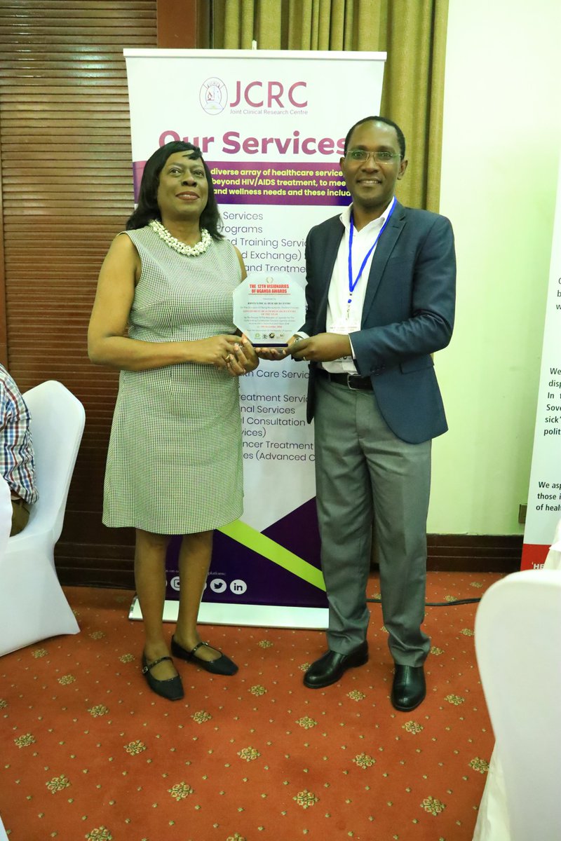 jcrc_official1's tweet photo. We are honored to be named "Government Health Research Centre of the Year" at the 12th Visionaries of Uganda Awards! This recognition fuels our commitment to advancing health research and clinical care, contributing to Uganda’s Vision 2040 goals. #ACentreOfExcellence https://t.co/9Qc0QPaSkv