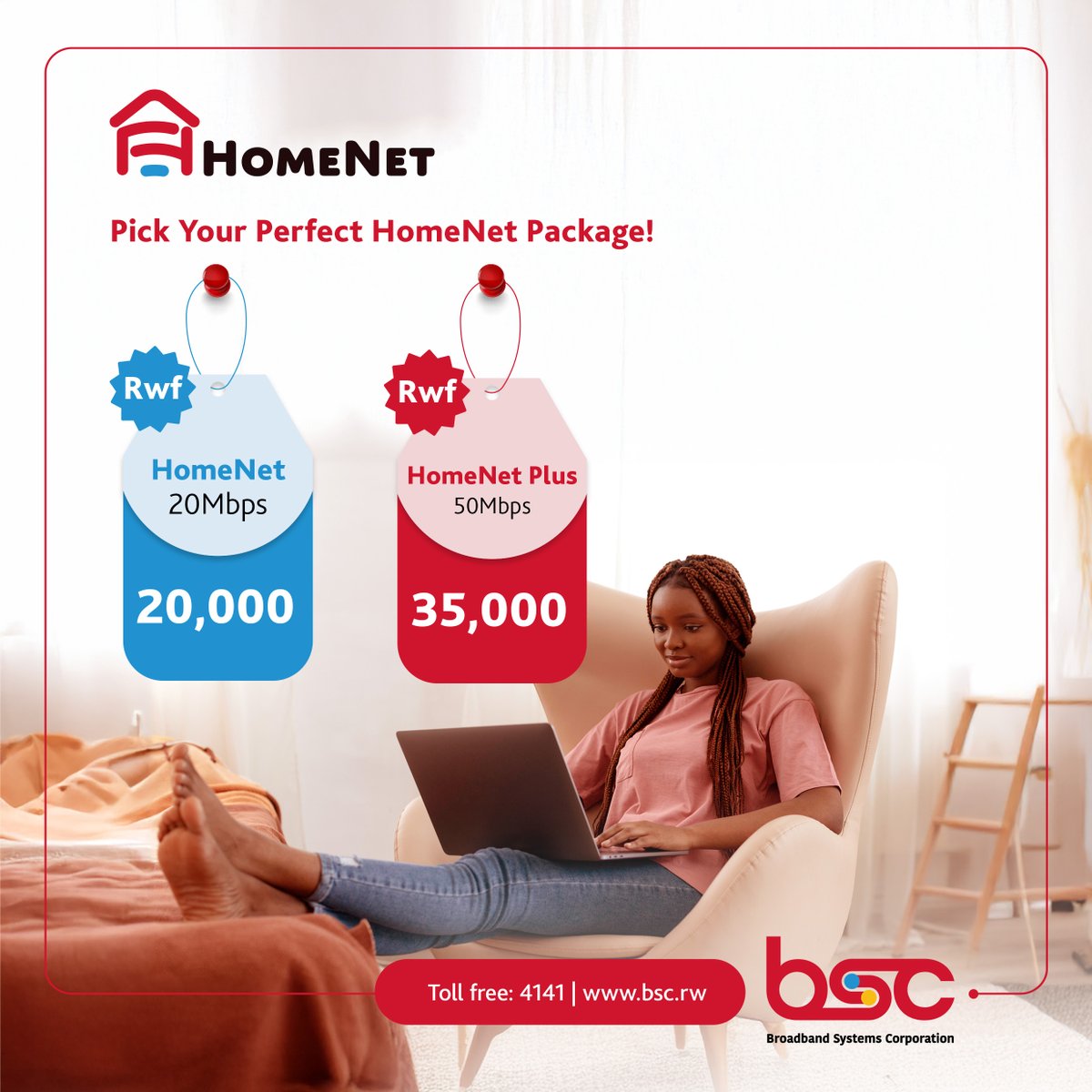 bscrw's tweet photo. Two speeds, one goal: seamless internet for your family! Sign up today and enjoy free installation and a complimentary device. Call 4141 or visit us to join the HomeNet family!
#ennablinginnovation #homeinternet #homenet #Rwanda #explorepage https://t.co/FQXU46YYr3