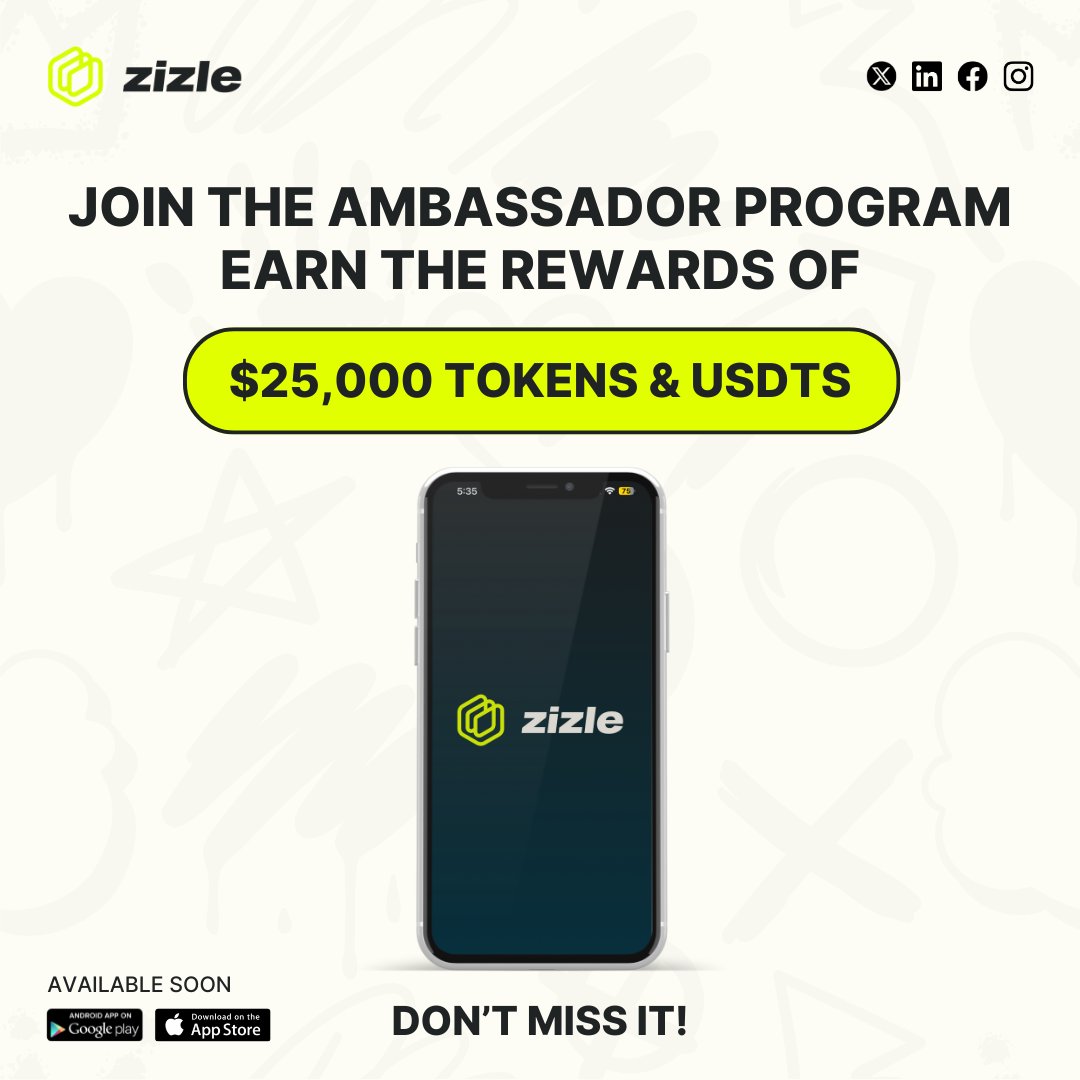 lets_zizle's tweet image. 💥 Join the ZIZLE Ambassador Program and stand a chance to earn up to $25,000 in Tokens and USDT! 💸

What’s in it for you?
✅ Earn amazing rewards
✅ Grow your community
✅ Be part of the ZIZLE Revolution! 🌐

#ZIZLE #AmbassadorProgram #Crypto #Rewards #airdrop #tokens