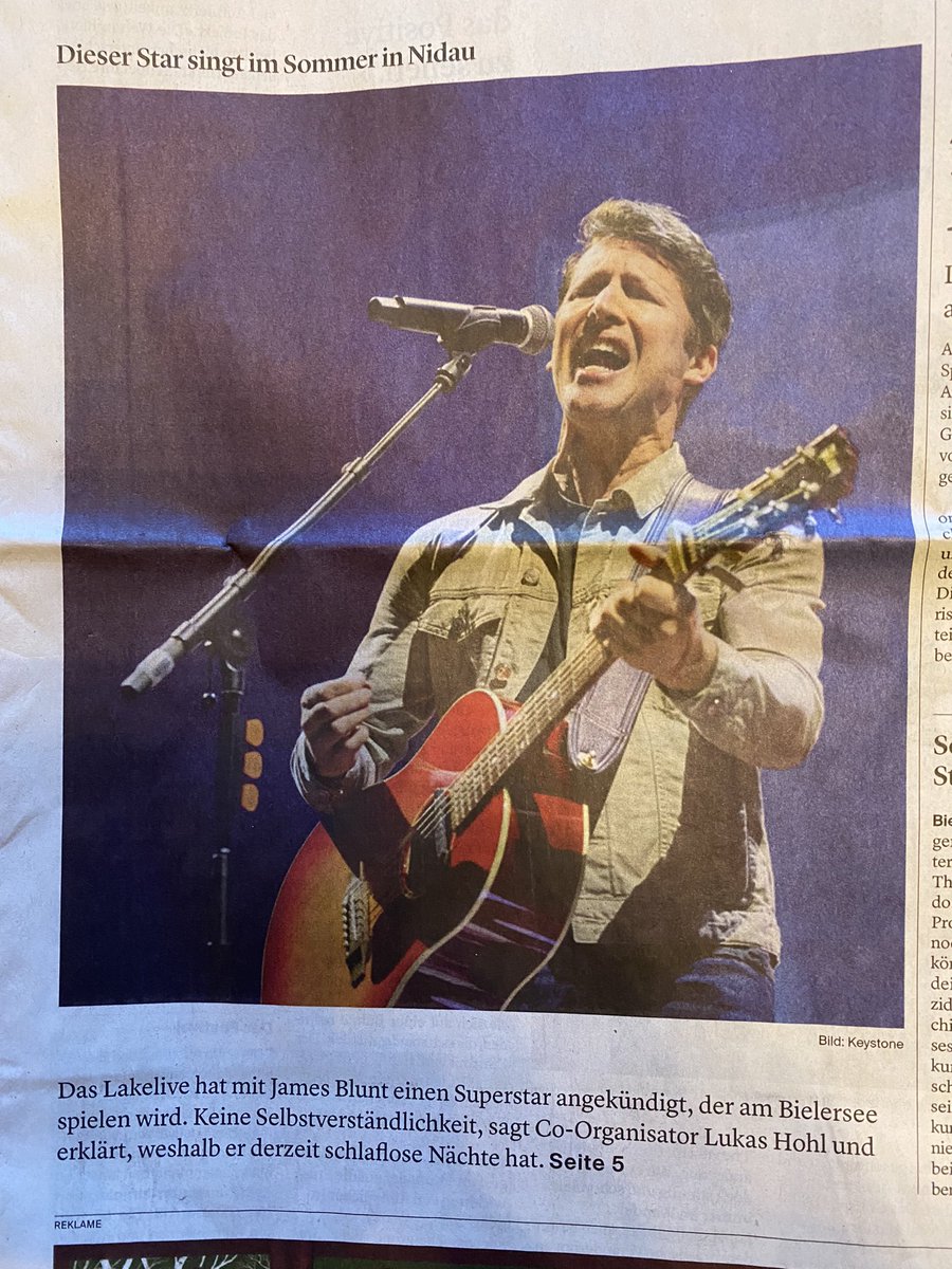 DanOlivierSport's tweet photo. Wunderbar. Mein Lieblingssänger James Blunt gibt in der Schweiz am Lakelive in Nidau am 8. August ein Konzert! Werde heute noch meine zwei Tix kaufen! #lakelive #nidau #jamesblunt #beautiful #california #verbier #britishcharts #music #singer #bielertagblatt https://t.co/pOQjpw0uUx