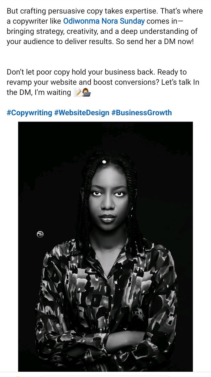 Odiwonma_Nora's tweet photo. Your Website is Your Brand's First Impression... Read Through To learn more👇

#copywriting #Websitecopy https://t.co/TLVRKHjz0h