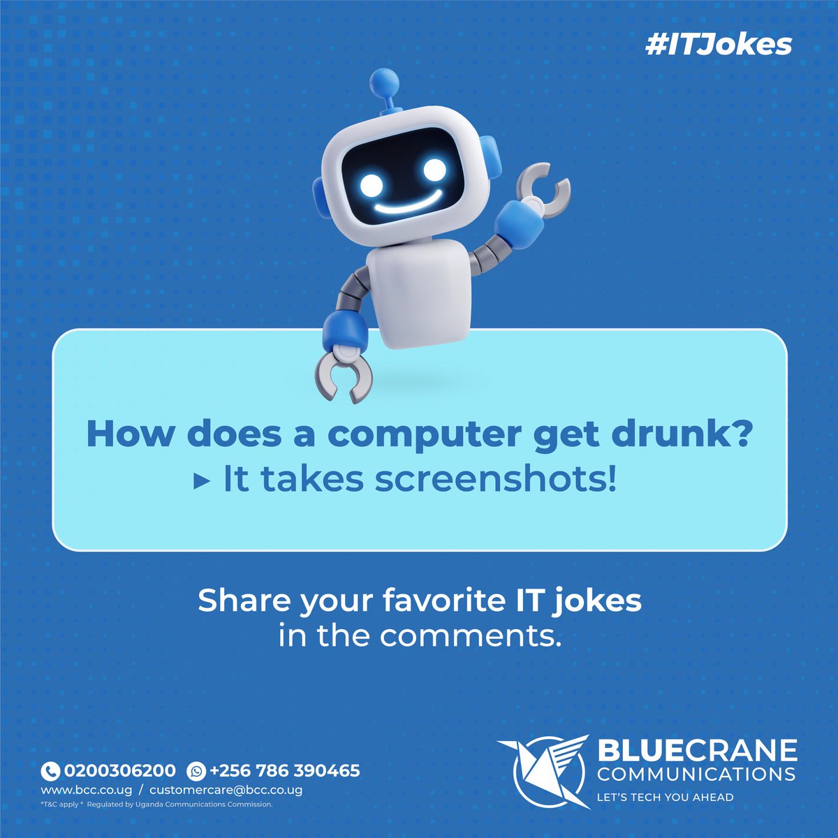 BCC_UG's tweet photo. Crack a smile as we dive into the weekend! 

Share your favorite IT jokes with us in the comments.

#SwitchToBCC https://t.co/753rUEYojd
