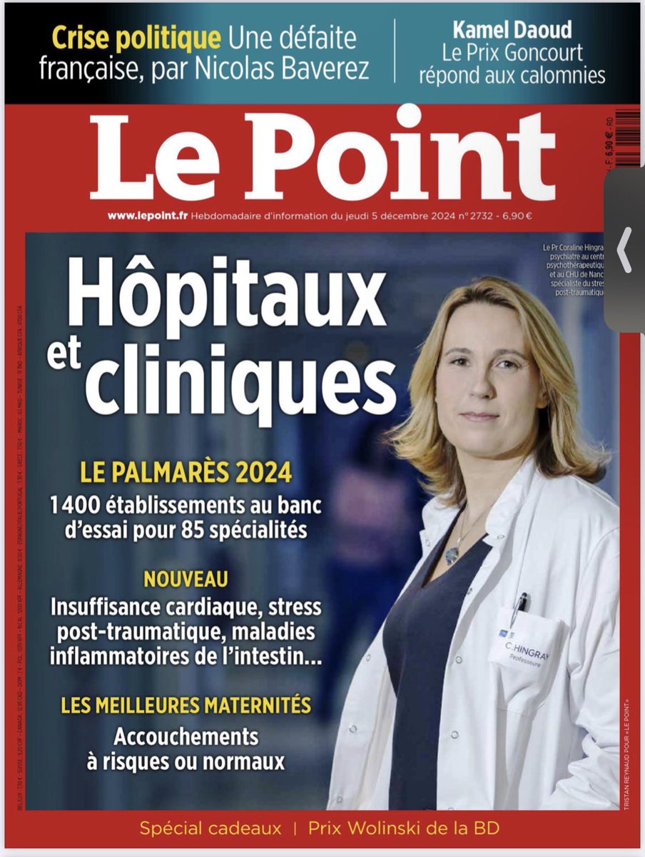 ja_micoulaud's tweet photo. La psychiatrie mise en valeur en une du @LePoint avec @CoralineHingray @afpbn 
Et le psycho trauma désormais classé 
Une manière de montrer le dynamisme de la psychiatrie et favoriser son attractivité @BonnotOlivier @CNUP_FR https://t.co/g6yalBsH5N