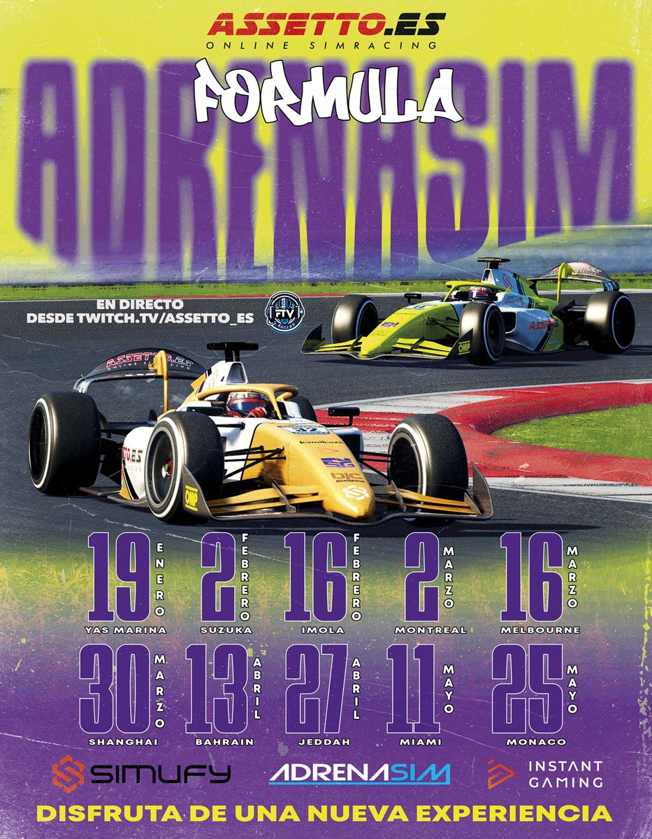 🟢 El lunes 9 abrimos inscripciones! 

🚨Nuevos campeonatos <a href="/AC_assettocorsa/">Assetto Corsa</a>

🏎️ Formula 2 2024 DRS

🚗 SIN R1 GT4

👉🏼 Accede assetto.es/competiciones

🟡 Trofeo al podio final
🟣 Regalos por sorteo entre todos los pilotos

🚥 Patrocinan <a href="/simufy/">Simufy</a>
<a href="/AdrenaSim/">Carlos Sim</a> <a href="/InstantGamingES/">Instant Gaming</a>