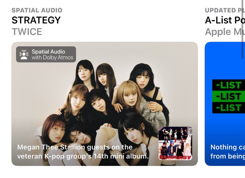 TWICEANALYTICS's tweet photo. .@JYPETWICE on the front page of Apple Music! 🩷 https://t.co/moq51ntfgl