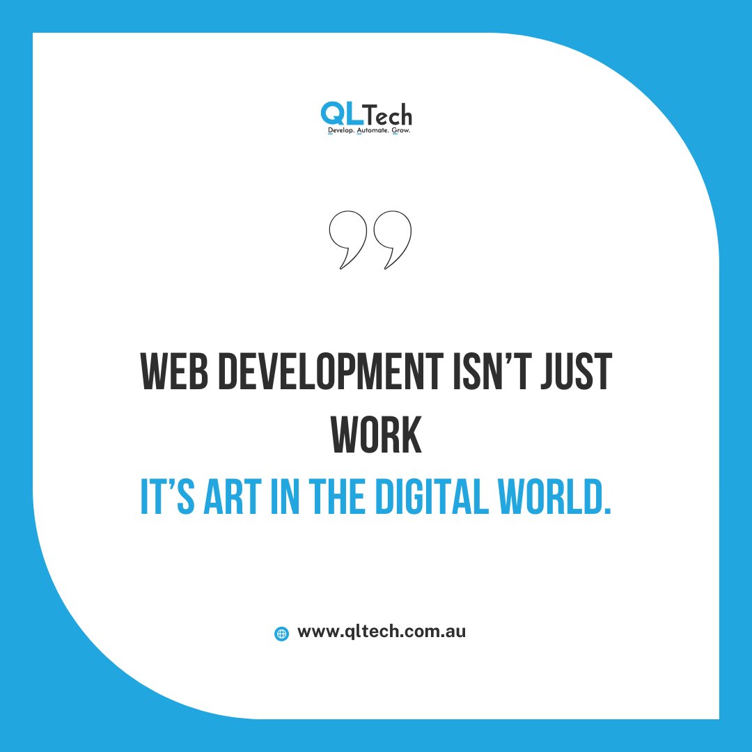 QLTechAustralia's tweet image. Web development isn’t just work; it’s a form of digital art. 🎨✨ Turn your ideas into a masterpiece! 🌐💻
#WebDevelopment #CodingLife #TechInspiration #DigitalArt #DeveloperLife #CodeToCreate #Programming #TechMotivation #Innovation #DesignAndCode