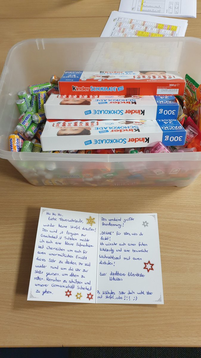 Ho Ho Ho🎅

Der Nikolaus war wieder da und hat uns eine nette und süße Überraschung überbracht.🙂
Das freut uns ungemein und wir bedanken uns ganz herzlich für die wunderschöne Aufmerksamkeit. 🤗

DANKE SCHÖN‼️

#FF_Lilienthal #Lilienthal